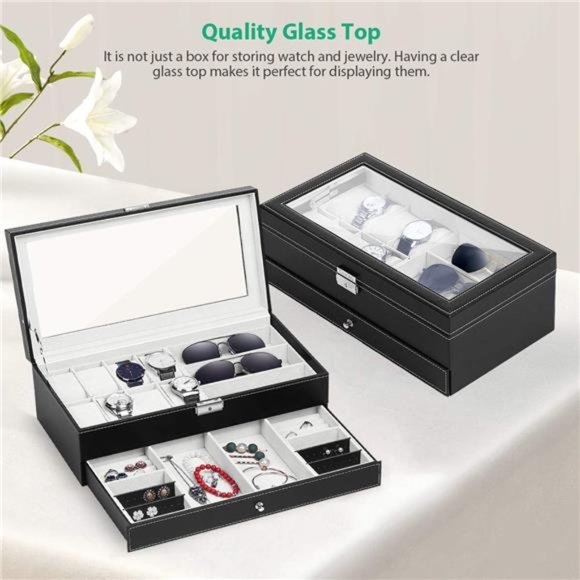 Watch Box Watch Case Organizer Holder Jewelry Box Drawer Sunglasses Display Case - Picture 4 of 6